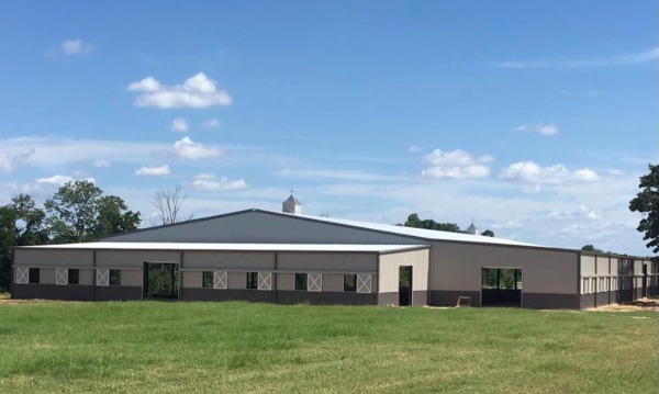 Barn and arena combo by Covered Arena (TM) and Dressage Arenas