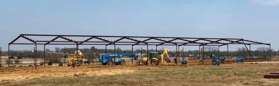 Arena under construction by Covered Arena (TM) and Dressage Arenas