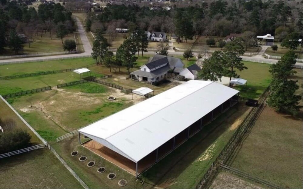 Covered arena white roof by Covered Arena (TM) and Dressage Arenas